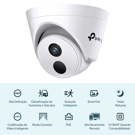 CÂMERA SEGURANÇA TP-LINK DOME IP CFVT INTERNA TURRET 2MP IA POE HD 1080.