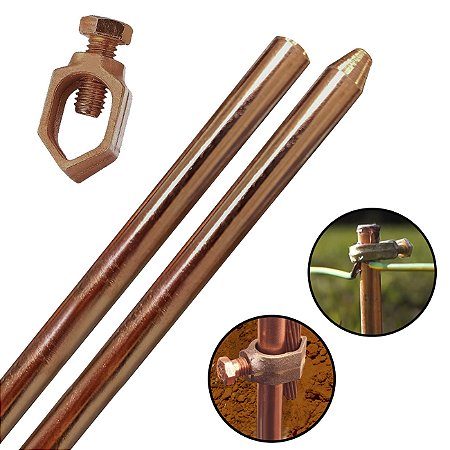 HASTE DE ATERRAMENTO BAIXA CAMADA | 1/2 - 10MM - 1,5MT | COM CONECTOR