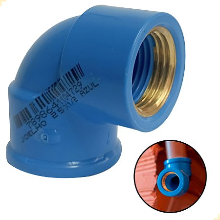 JOELHO 90° BUCHA LATÃO - 20x1/2 | AZUL