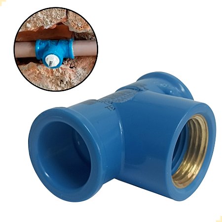 TEE BUCHA DE LATÃO - 20x1/2 | AZUL