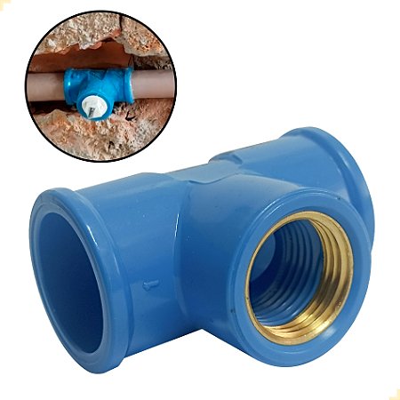 TEE BUCHA DE LATÃO - 25x1/2 | AZUL