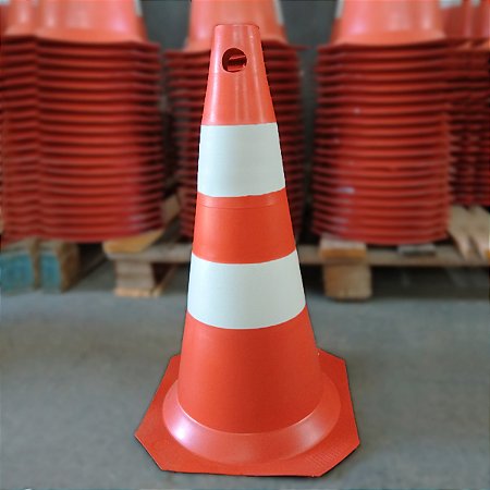 CONE DE SINALIZAÇÃO RÍGIDO FOSCO LARANJA E BRANCO 50 CM