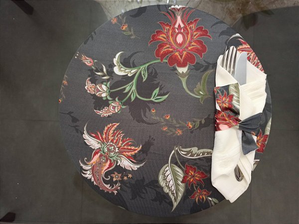Conjunto - 4 capas estampadas para sousplat com amarradores de talher