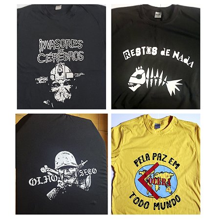 4 CAMISETAS PUNK PAULISTA VARIADOS 100% ALGODÃO MALHA 30.1 FIOS
