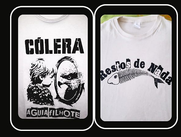 Kit 2 camisetas de bandas Punk Cólera  ÁGUIA FILHOTE  e RESTOS DE NADA