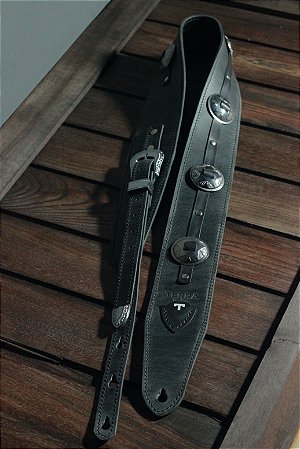 Correia Vaquero em Preto Robust - Nickel