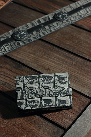 Carteira Double Pocket Black Croc