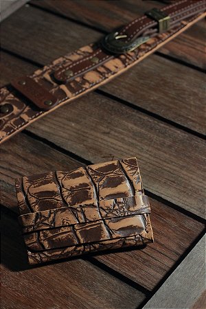 Carteira Double Pocket Brown Croc