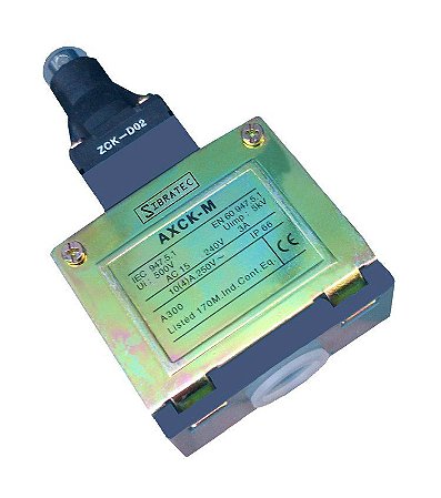 Chave fim de curso com Pino e Roldana AXCK-M102 com 1NA + 1NF e Corpo Metálico