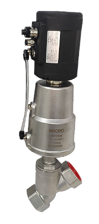 Valvula Globo Angular 2/2 NF Pneumatica Inox Micro