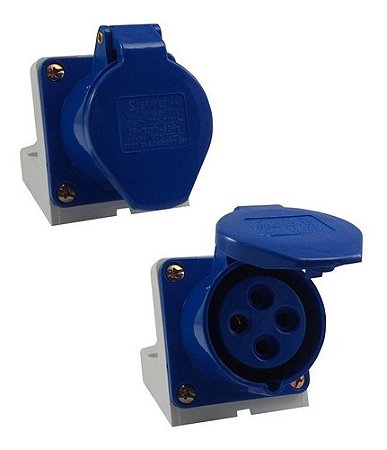 Tomada Industrial Sobrepor 3P+T+N 32A 9h Azul