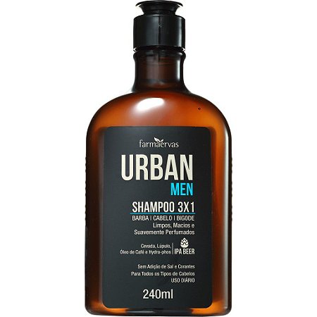 Shampoo Multifuncional Urban Men 3x1 240ml - Farmaervas