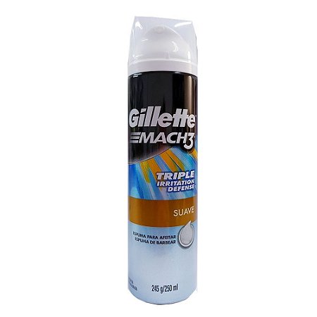 Espuma de Barbear Gel Gillette Mach3 Irritation Defense Suave - 245g / 250ml