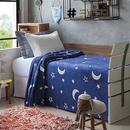 Manta Que Brilha No Escuro Azul Jolitex