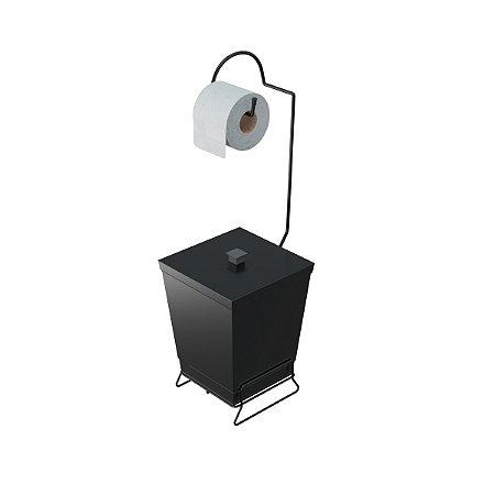 Suporte para Papel Higiênci com Lixeira Black