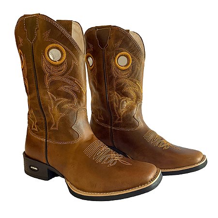 Bota Texana de Couro Masculina Sertanejo Rodeo