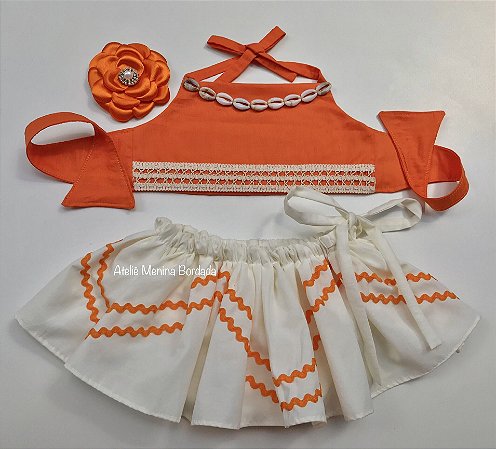 Conjunto Moana Baby. Tapa Fralda Saia RN a 2 anos
