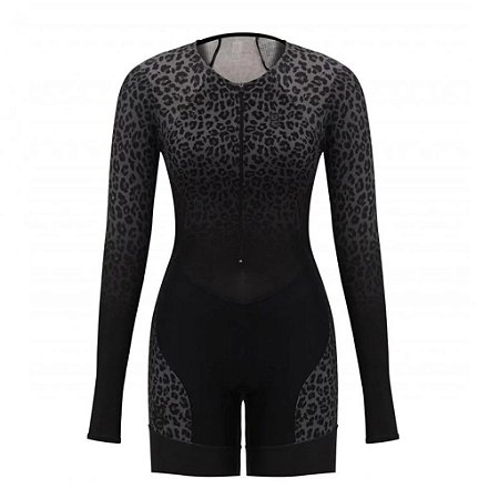 MACAQUINHO CICLISMO FEM COM TOP ML JAGUAR ULTRACORE PRETO