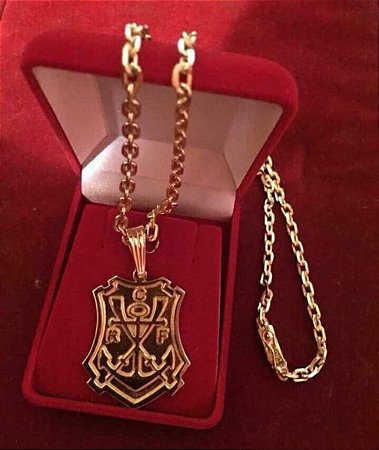 CARTIER CADIADO 18k + PINGENTE ESCUDO DO FLAMENGO