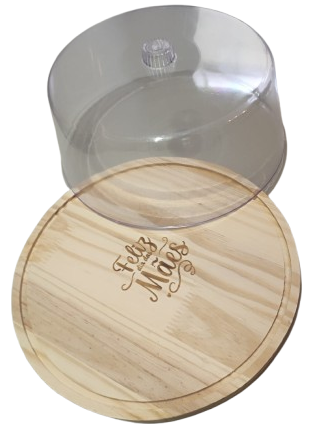 Petisqueira Boleira com Tampa em Acrílico Personalizada