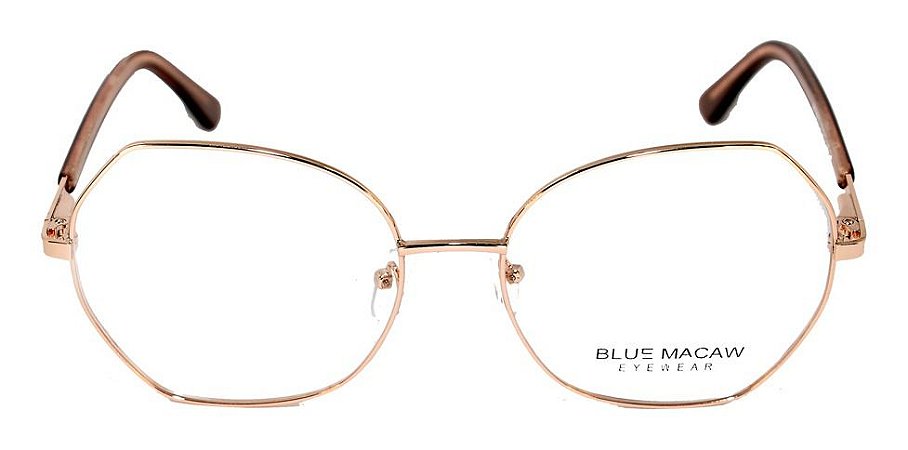 Óculos Armações Blue Macaw Mt6862 C4 Hexagonal Dourado