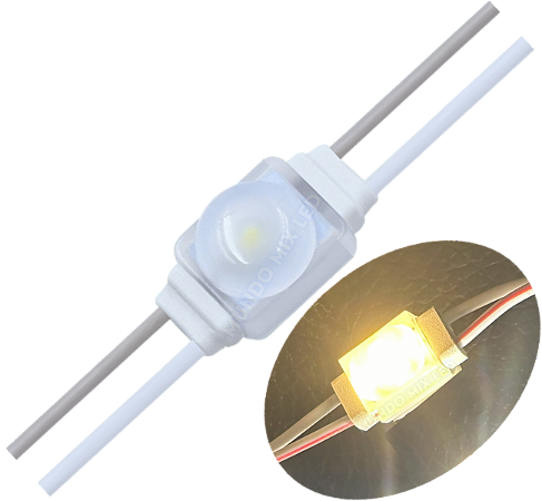 Micro Módulo LED 2835 1-LED 12MM 0,5W 3.000K SAMSUNG IP68 175º KOREIA 12V C/ Lente Injetado BRANCO QUENTE 3000K Auto Brilho P/ Letras Caixa Luminosos IP68