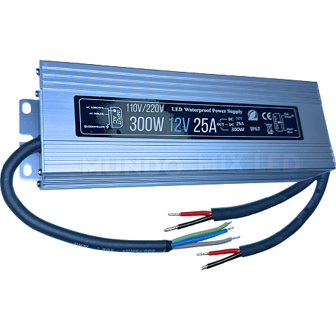 Fonte 100% Blindada 300W 12V 25A Bivolt IP67 Prova Dagua Premium Alimentação 12Volts P/ LEDs Cftv