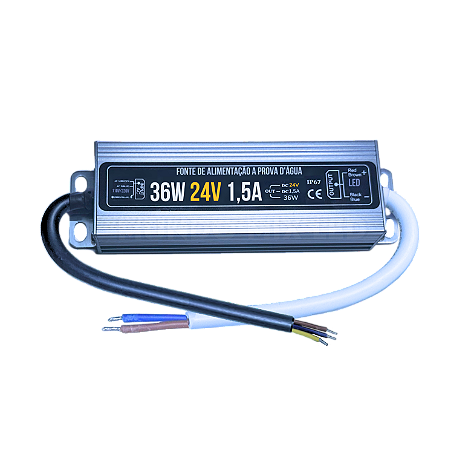 Fonte Blindada 36W 1,5A 24V Ip67 Prova Dagua 110V-220V Alimentação P/ Leds Cftv