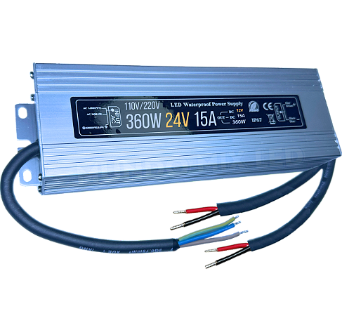 Fonte Blindada 360W 15A 24V Ip67 Prova Dagua 110V-220V Alimentação P/ Leds Cftv