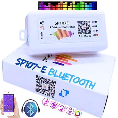 Controladora VU Digital SP107E Musical Bluetooth P/ Leds Pixel Matriz Led Módulo Digital rgbic