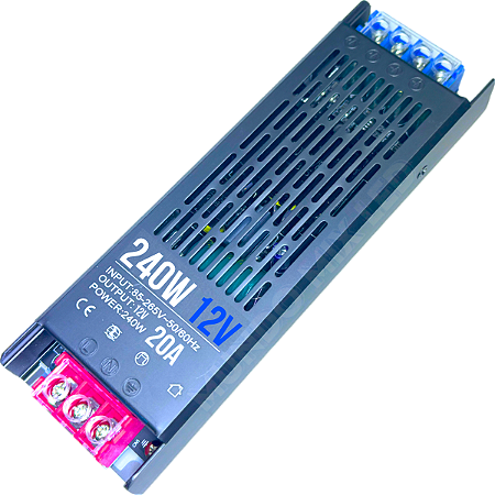Fonte Slim 240W 20A 12v Metálica Fina Chaveada Alimentação 110v 220v P/ Cftv Leds