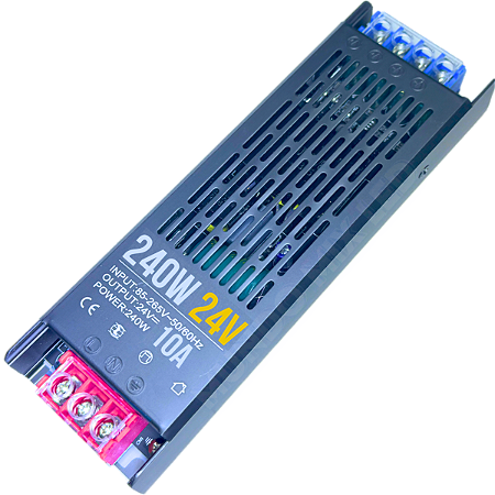Fonte Slim 240W 10A 24v Metálica Fina Chaveada Alimentação 110v 220v P/ Cftv Leds