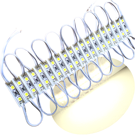 mini módulo led resinado 2835 25mm 2-led branco morno 4000k prova dágua ip67 12v