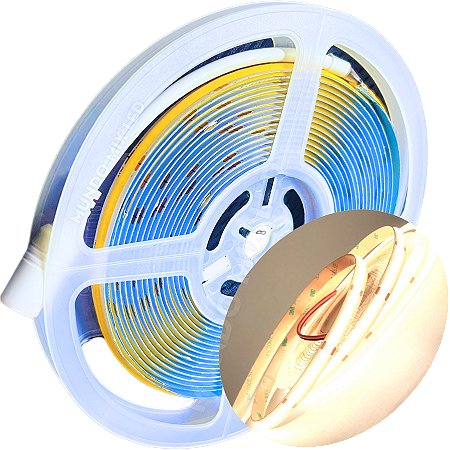 Fita LED COB 360LEDs 12W /MT Branco Morno 4000k IP20 12V Alto Brilho Para Sancas Perfil 12Volts