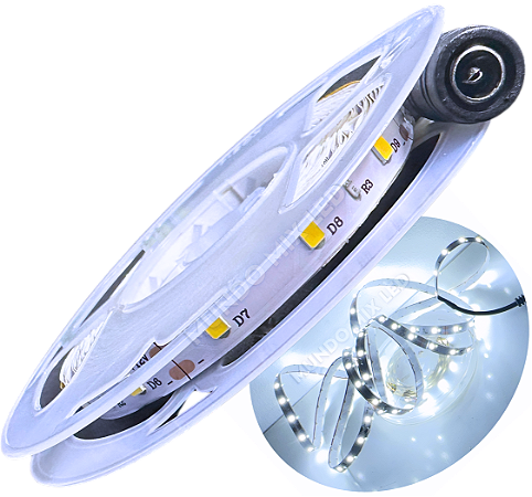 Fita LED 3528 IP20 12V 60Leds 4,8W /mt Branco Frio 6500K 12Volts Sem Silicone