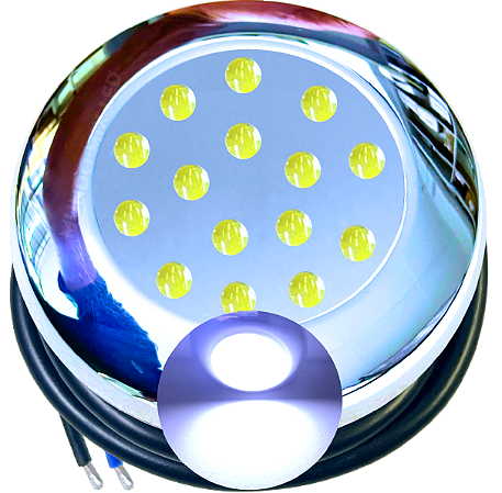 Luminária Refletor INOX P/ Piscinas Branco Frio 18W 12v IP68 125mm Rosca 1/2 21mm Prova D’água
