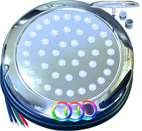 Luminária P/ Piscinas 35W LUZ RGB 12V IP68 210mm 4IN1 1/2 3/4 A Prova D’água Aço Inox