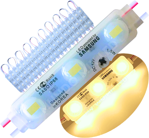 Módulo Led 5830 Chip Samsung Coreano IP68 Branco Quente 3.000k Lente 170º 3-led 12v 7cm injetado