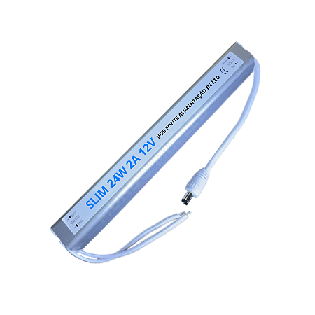 Fonte ULTRA Slim 24W 2A 12V Fina Alumínio Alimentação Palito 110v 220v Para Leds
