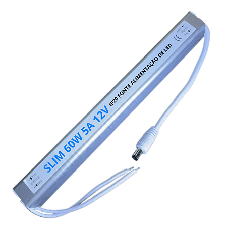 Fonte ULTRA Slim 60W 5A 12V Fina Alumínio Alimentação Palito 110v 220v Para LEDs