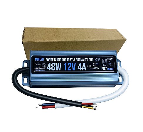 Fonte BLINDADA 48W 12V 4A IP67 Prova Dagua Premium 110V-220V Alimentação P/ LEDs 12Volts Cftv