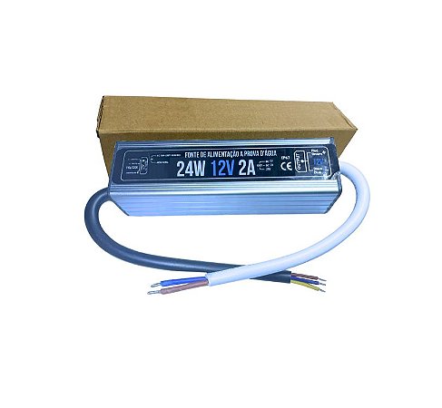 Fonte BLINDADA 24W 12V 2A IP67 Prova Dagua Premium 110V-220V Alimentação P/ LEDs 12Volts Cftv