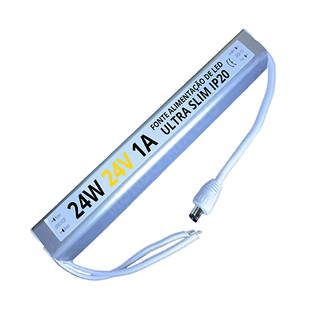 Fonte ULTRA Slim 24V 24W 1A 24Volts Fina Alumínio Alimentação Palito 110v 220v Para LEDs