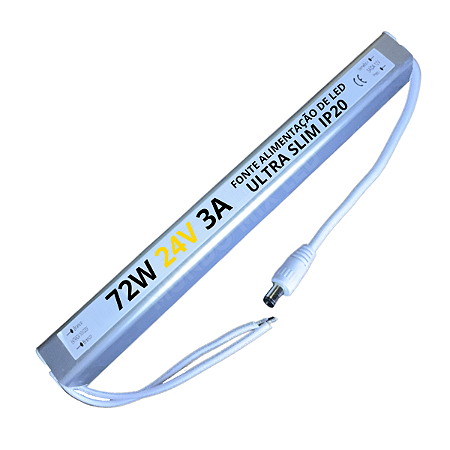 Fonte ULTRA Slim 24V 72W 3A 24Volts Fina Alumínio Alimentação Palito 110v 220v Para LEDs