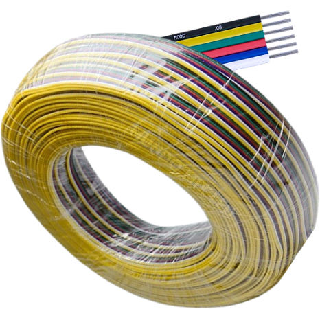 Cabo FLAT RGB 6-Vias 6X1.50mm Para LEDs RGB Neon Fita 5V 12V 24V