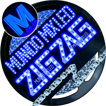 Ultra Fita LED MALEÁVEL IP67 6MM Prova Dagua Azul Royal 12v 8W 120LED /mt Zig Zag Faz Curvas 90º