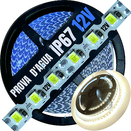 Ultra Fita LED MALEÁVEL IP67 6MM Prova Dagua Branco Morno 4.000k 12v 8W 120LED /mt Zig Zag Faz Curvas 90º