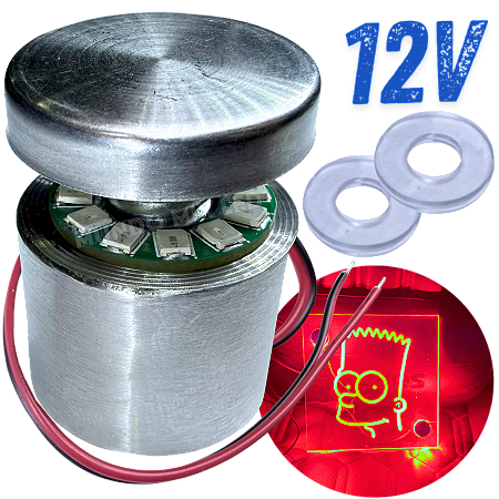 KIT Prolongador Aço Inox 25X25mm + LED 12V VERMELHO Para Desenhos Em Acrílicos Vidros