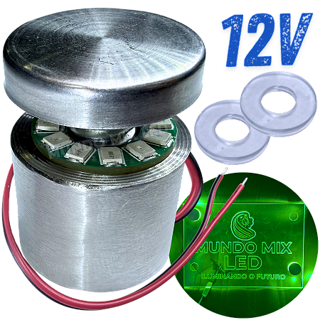 KIT Prolongador Aço Inox 25X25mm + LED 12V VERDE Para Desenhos Em Acrílicos Vidros