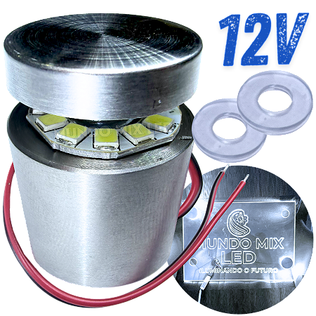 KIT Prolongador Aço Inox 25X25mm + LED 12V BRANCO FRIO Para Desenhos Em Acrílicos Vidros